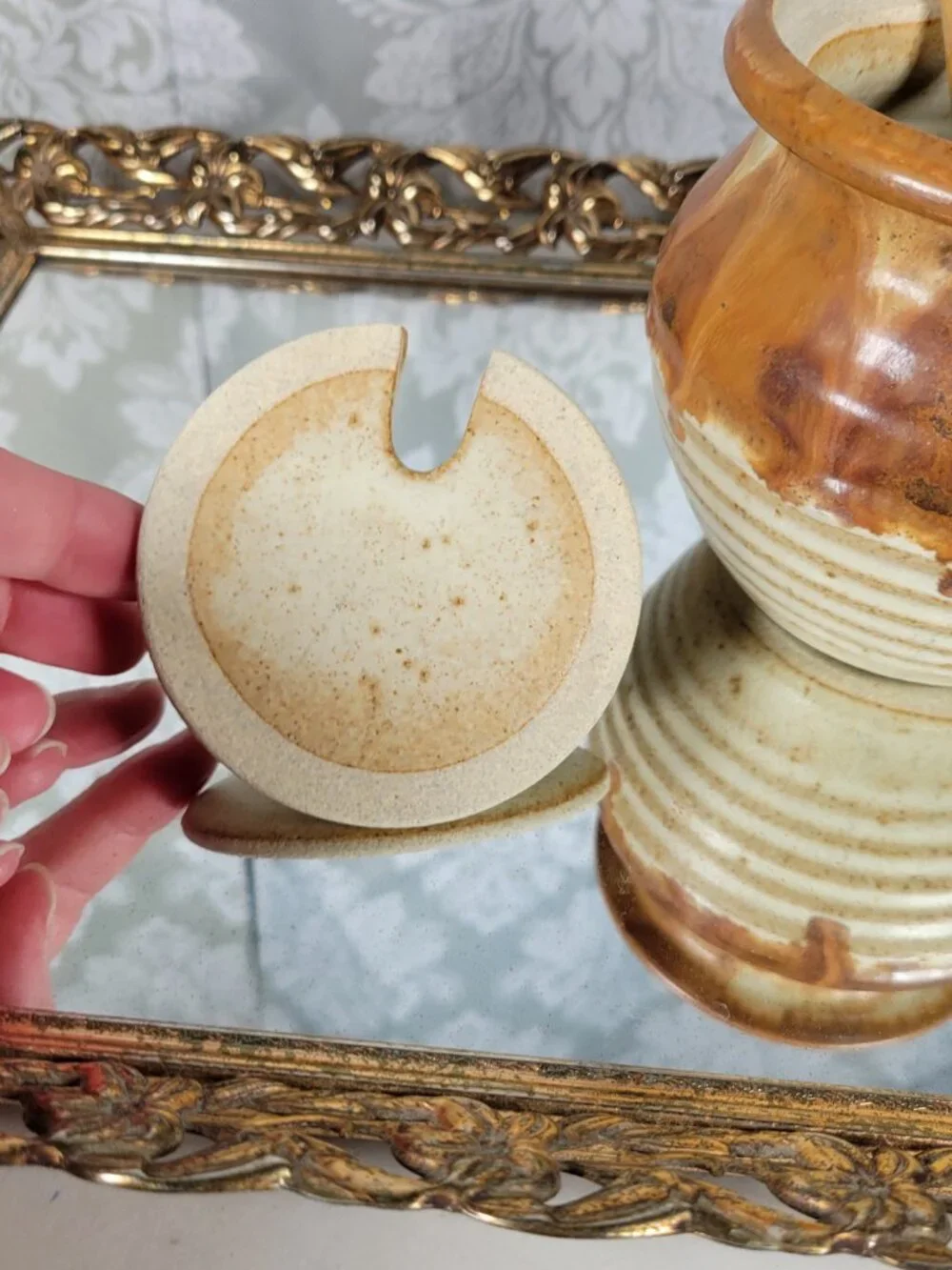 Vintage Honey Pot with Wooden Drizzle Stick - Studio Handmade Pottery